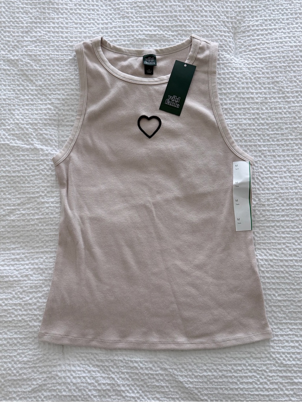 NWT wild fable Cream Tank Top with Open Black Heart